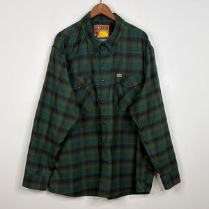 Dixxon Flannel Shirt Mens 3X Green Black Plaid Long Sleeve Collared Torrey